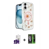 MARSİLYAN™- iPhone 16 Kılıf Kozmos Doku - Şeffaf 360 Full Body Arka Koruyucu + Bilvis Titan Kamera Lens - SH