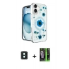 MARSİLYAN™- iPhone 16 Kılıf Kozmos Doku - Şeffaf 360 Full Body Arka Koruyucu + PVD Metal Kamera Lens - YL