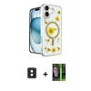 MARSİLYAN™- iPhone 16 Kılıf Kozmos Doku - Şeffaf 360 Full Body Arka Koruyucu + PVD Metal Kamera Lens - YL