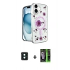 MARSİLYAN™- iPhone 16 Kılıf Kozmos Doku - Şeffaf 360 Full Body Arka Koruyucu + PVD Metal Kamera Lens - YL