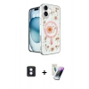 MARSİLYAN™- iPhone 16 Kılıf Kozmos Doku - Şeffaf Pasifik Cam Ekran Koruyucu + PVD Metal Kamera Lens - MI