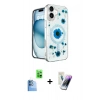 MARSİLYAN™- iPhone 16 Kılıf Kozmos Doku - Şeffaf Pasifik Cam Ekran Koruyucu + Raze Metal Kamera Lens - LT