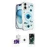 MARSİLYAN™- iPhone 16 Kılıf Kozmos Doku - Siyah 360 Mat Full Body Arka Koruyucu + Bilvis Titan Kamera Lens - GS