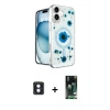 MARSİLYAN™- iPhone 16 Kılıf Kozmos Doku - Siyah 360 Mat Full Body Arka Koruyucu + PVD Metal Kamera Lens - MI