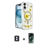 MARSİLYAN™- iPhone 16 Kılıf Kozmos Doku - Siyah 360 Mat Full Body Arka Koruyucu + PVD Metal Kamera Lens - MI
