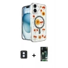 MARSİLYAN™- iPhone 16 Kılıf Kozmos Doku - Siyah 360 Mat Full Body Arka Koruyucu + PVD Metal Kamera Lens - MI