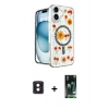 MARSİLYAN™- iPhone 16 Kılıf Kozmos Doku - Siyah 360 Mat Full Body Arka Koruyucu + PVD Metal Kamera Lens - PE