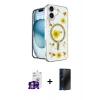 MARSİLYAN™- iPhone 16 Kılıf Kozmos Doku - Siyah 3D Antistatik Hayalet Cam Ekran Koruyucu + Bilvis Titan Kamera Lens - GS