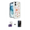 MARSİLYAN™- iPhone 16 Kılıf Kozmos Doku - Siyah 3D Antistatik Hayalet Cam Ekran Koruyucu + Bilvis Titan Kamera Lens - YL
