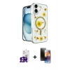 MARSİLYAN™- iPhone 16 Kılıf Kozmos Doku - Siyah 3D Antistatik Mat Seramik Nano Ekran Koruyucu + Bilvis Titan Kamera Lens - GS