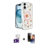 MARSİLYAN™- iPhone 16 Kılıf Kozmos Doku - Siyah 3D Antistatik Mat Seramik Nano Ekran Koruyucu + Bilvis Titan Kamera Lens - GS