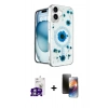 MARSİLYAN™- iPhone 16 Kılıf Kozmos Doku - Siyah 3D Antistatik Mat Seramik Nano Ekran Koruyucu + Bilvis Titan Kamera Lens - GS