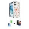 MARSİLYAN™- iPhone 16 Kılıf Kozmos Doku - Siyah 3D Antistatik Mat Seramik Nano Ekran Koruyucu + Raze Metal Kamera Lens - LT