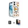 MARSİLYAN™- iPhone 16 Kılıf Kozmos Doku - Siyah 3D Antistatik Mat Seramik Nano Ekran Koruyucu + PVD Metal Kamera Lens - PE