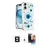 MARSİLYAN™- iPhone 16 Kılıf Kozmos Doku - Siyah 3D Antistatik Mat Seramik Nano Ekran Koruyucu + PVD Metal Kamera Lens - PE