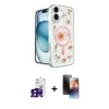 MARSİLYAN™- iPhone 16 Kılıf Kozmos Doku - Siyah 3D Antistatik Mat Seramik Nano Ekran Koruyucu + Bilvis Titan Kamera Lens - SH