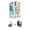 MARSİLYAN™- iPhone 16 Kılıf Kozmos Doku - Siyah 3D Antistatik Mat Seramik Nano Ekran Koruyucu + Bilvis Titan Kamera Lens - SH