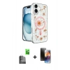 MARSİLYAN™- iPhone 16 Kılıf Kozmos Doku - Siyah 3D Antistatik Mat Seramik Nano Ekran Koruyucu + Siyah Raze Metal Kamera Lens
