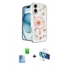 MARSİLYAN™- iPhone 16 Kılıf Kozmos Doku - Siyah 3D Antistatik Seramik Nano Ekran Koruyucu + Raze Metal Kamera Lens - LT