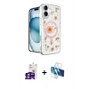 MARSİLYAN™- iPhone 16 Kılıf Kozmos Doku - Siyah 3D Antistatik Seramik Nano Ekran Koruyucu + Bilvis Titan Kamera Lens - PE
