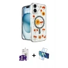 MARSİLYAN™- iPhone 16 Kılıf Kozmos Doku - Siyah 3D Antistatik Seramik Nano Ekran Koruyucu + Bilvis Titan Kamera Lens - PE