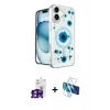 MARSİLYAN™- iPhone 16 Kılıf Kozmos Doku - Siyah 3D Antistatik Seramik Nano Ekran Koruyucu + Bilvis Titan Kamera Lens - PE