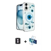 MARSİLYAN™- iPhone 16 Kılıf Kozmos Doku - Siyah 3D Antistatik Seramik Nano Ekran Koruyucu + Pembe PVD Metal Kamera Lens