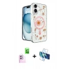 MARSİLYAN™- iPhone 16 Kılıf Kozmos Doku - Siyah 3D Antistatik Seramik Nano Ekran Koruyucu + Raze Metal Kamera Lens - PE