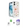 MARSİLYAN™- iPhone 16 Kılıf Kozmos Doku - Siyah Bilvis 5in1 3D Magic Cam Ekran Koruyucu + Raze Metal Kamera Lens - BZ