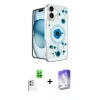 MARSİLYAN™- iPhone 16 Kılıf Kozmos Doku - Siyah Bilvis 5in1 3D Magic Cam Ekran Koruyucu + Raze Metal Kamera Lens - BZ
