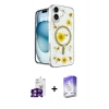 MARSİLYAN™- iPhone 16 Kılıf Kozmos Doku - Siyah Bilvis 5in1 3D Magic Cam Ekran Koruyucu + Bilvis Titan Kamera Lens - PE