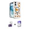 MARSİLYAN™- iPhone 16 Kılıf Kozmos Doku - Siyah Bilvis 5in1 3D Magic Cam Ekran Koruyucu + Bilvis Titan Kamera Lens - YL