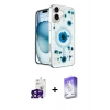 MARSİLYAN™- iPhone 16 Kılıf Kozmos Doku - Siyah Bilvis 5in1 3D Magic Cam Ekran Koruyucu + Bilvis Titan Kamera Lens - SH