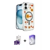 MARSİLYAN™- iPhone 16 Kılıf Kozmos Doku - Siyah Bilvis 5in1 3D Magic Cam Ekran Koruyucu + Bilvis Titan Kamera Lens - PE