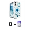 MARSİLYAN™- iPhone 16 Kılıf Kozmos Doku - Siyah Bilvis 5in1 3D Magic Cam Ekran Koruyucu + PVD Metal Kamera Lens - MI
