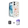 MARSİLYAN™- iPhone 16 Kılıf Kozmos Doku - Siyah Bilvis 5in1 3D Magic Cam Ekran Koruyucu + PVD Metal Kamera Lens - PE