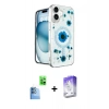 MARSİLYAN™- iPhone 16 Kılıf Kozmos Doku - Siyah Bilvis 5in1 3D Magic Cam Ekran Koruyucu + Raze Metal Kamera Lens - LT