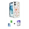 MARSİLYAN™- iPhone 16 Kılıf Kozmos Doku - Siyah Bilvis 5in1 3D Magic Cam Ekran Koruyucu + Raze Metal Kamera Lens - LT