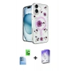 MARSİLYAN™- iPhone 16 Kılıf Kozmos Doku - Siyah Bilvis 5in1 3D Magic Cam Ekran Koruyucu + Raze Metal Kamera Lens - LT