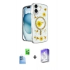 MARSİLYAN™- iPhone 16 Kılıf Kozmos Doku - Siyah Bilvis 5in1 3D Magic Cam Ekran Koruyucu + Raze Metal Kamera Lens - LT
