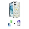 MARSİLYAN™- iPhone 16 Kılıf Kozmos Doku - Siyah Bilvis 5in1 3D Magic Cam Ekran Koruyucu + Raze Metal Kamera Lens - LT