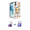 MARSİLYAN™- iPhone 16 Kılıf Kozmos Doku - Siyah Bilvis 5in1 5D Magic Hayalet Cam Ekran Koruyucu + Bilvis Titan Kamera Lens - GS