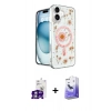 MARSİLYAN™- iPhone 16 Kılıf Kozmos Doku - Siyah Bilvis 5in1 5D Magic Hayalet Cam Ekran Koruyucu + Bilvis Titan Kamera Lens - GS