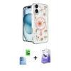 MARSİLYAN™- iPhone 16 Kılıf Kozmos Doku - Siyah Bilvis 5in1 5D Magic Hayalet Cam Ekran Koruyucu + Raze Metal Kamera Lens - LT