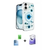 MARSİLYAN™- iPhone 16 Kılıf Kozmos Doku - Siyah Bilvis 5in1 5D Magic Hayalet Cam Ekran Koruyucu + Raze Metal Kamera Lens - LT