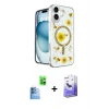 MARSİLYAN™- iPhone 16 Kılıf Kozmos Doku - Siyah Bilvis 5in1 5D Magic Hayalet Cam Ekran Koruyucu + Raze Metal Kamera Lens - LT