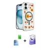 MARSİLYAN™- iPhone 16 Kılıf Kozmos Doku - Siyah Bilvis 5in1 5D Magic Hayalet Cam Ekran Koruyucu + Raze Metal Kamera Lens - LT
