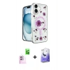 MARSİLYAN™- iPhone 16 Kılıf Kozmos Doku - Siyah Bilvis 5in1 5D Magic Hayalet Cam Ekran Koruyucu + Raze Metal Kamera Lens - PE