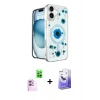 MARSİLYAN™- iPhone 16 Kılıf Kozmos Doku - Siyah Bilvis 5in1 5D Magic Hayalet Cam Ekran Koruyucu + Raze Metal Kamera Lens - PE