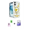 MARSİLYAN™- iPhone 16 Kılıf Kozmos Doku - Siyah Bilvis 5in1 5D Magic Hayalet Cam Ekran Koruyucu + Raze Metal Kamera Lens - PE